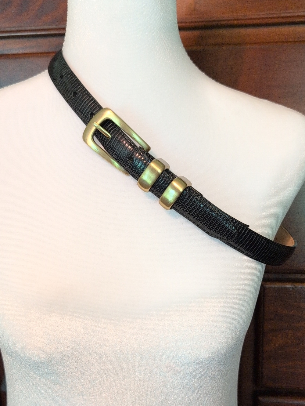Brighton Black Textured Belt with Solid Brass Hardware